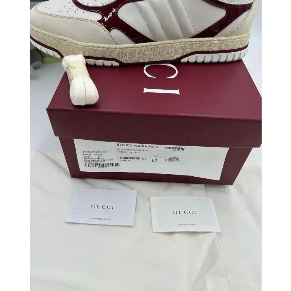 Men's Gucci re web leather sneakers size 12 fits 12.5 US made in Italy